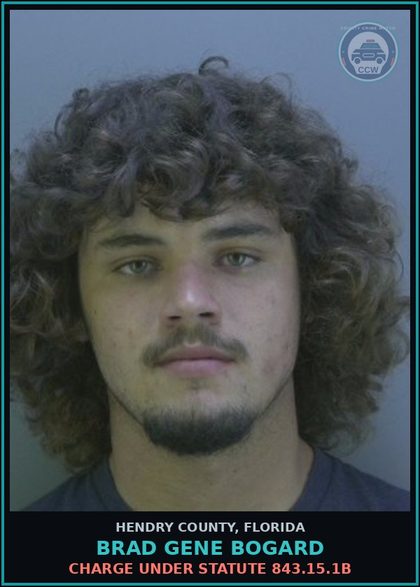 CCW arrest card for BRAD GENE BOGARD in Hendry County: Charge under statute 843.15.1B