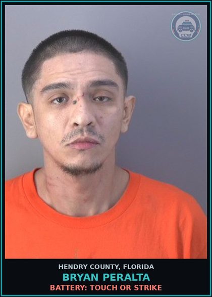 CCW arrest card for BRYAN PERALTA in Hendry County: BATTERY: TOUCH OR STRIKE