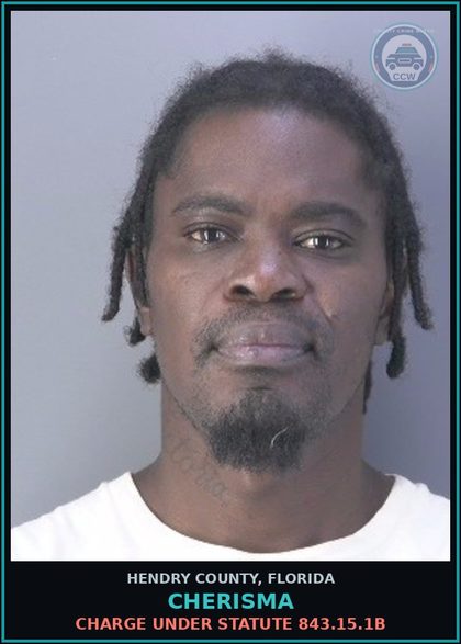 CCW arrest card for CHERISMA in Hendry County: Charge under statute 843.15.1B