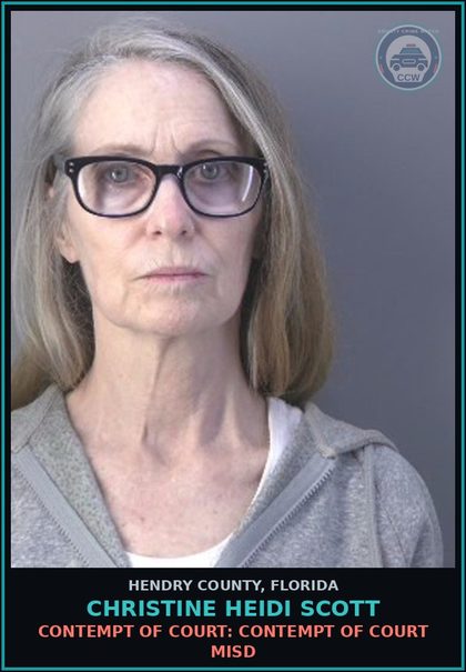 CCW arrest card for CHRISTINE HEIDI SCOTT in Hendry County: CONTEMPT OF COURT: CONTEMPT OF COURT MISD
