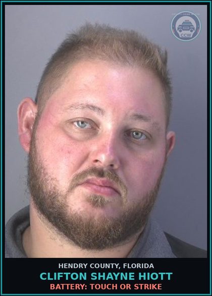 CCW arrest card for CLIFTON SHAYNE HIOTT in Hendry County: SIMPLE ASSLT: INTENT THREAT TO DO VIOLENCE