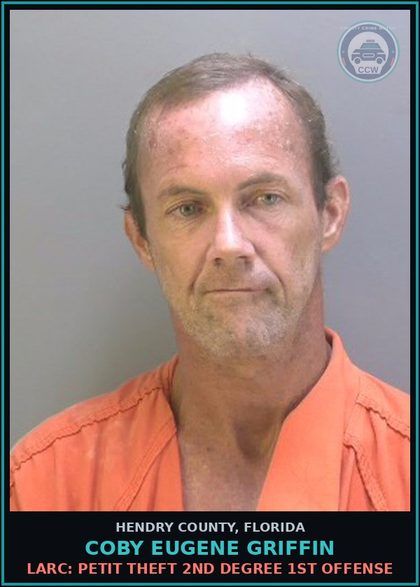 CCW arrest card for COBY EUGENE GRIFFIN in Hendry County: CONTEMPT OF COURT: CONTEMPT OF COURT MISD