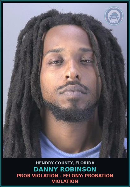 CCW arrest card for DANNY ROBINSON in Hendry County: PROB VIOLATION - FELONY: PROBATION VIOLATION