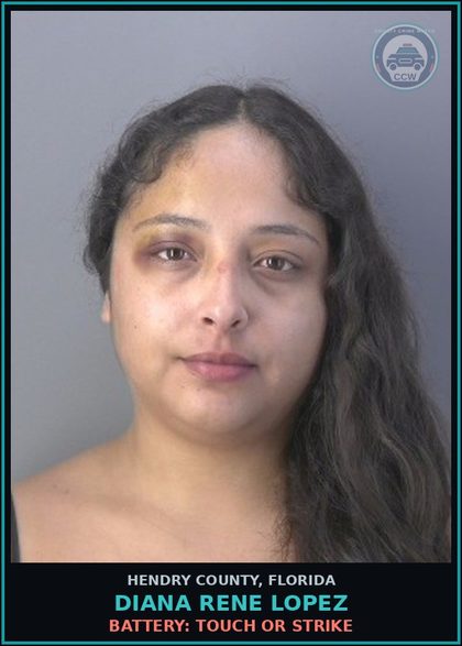 CCW arrest card for DIANA RENE LOPEZ in Hendry County: BATTERY: TOUCH OR STRIKE