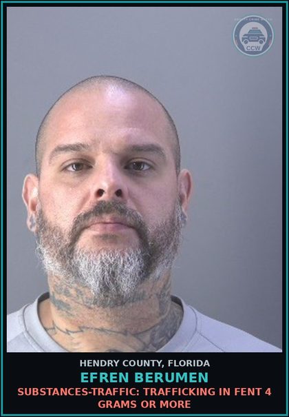 CCW arrest card for EFREN BERUMEN in Hendry County: AMPHETAMINE-TRAFFIC: OR Methamp 14 GRAMS OR OVER