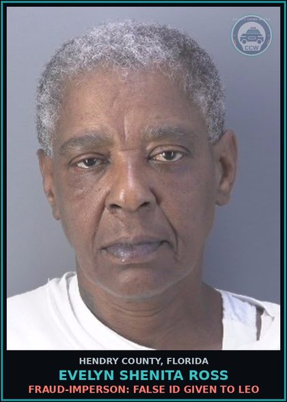 CCW arrest card for EVELYN SHENITA ROSS in Hendry County: PROB VIOLATION - MISD: PROBATION VIOLATION