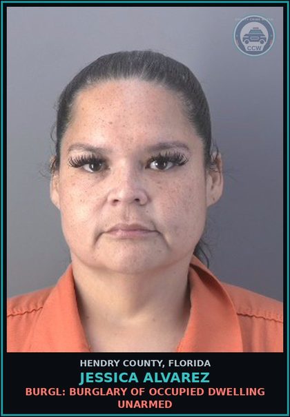CCW arrest card for JESSICA ALVAREZ in Hendry County: SIMPLE ASSLT: INTENT THREAT TO DO VIOLENCE