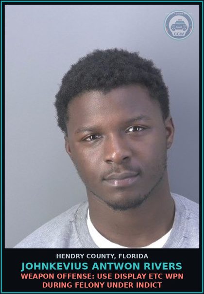 CCW arrest card for JOHNKEVIUS ANTWON RIVERS in Hendry County: CONTEMPT OF COURT: CRIMINAL CONTEMPT