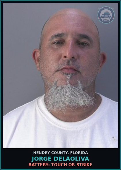 CCW arrest card for JORGE DELAOLIVA in Hendry County: BATTERY: TOUCH OR STRIKE