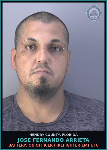 CCW arrest card for JOSE FERNANDO ARRIETA in Hendry County: CONTEMPT OF COURT: CONTEMPT OF COURT MISD