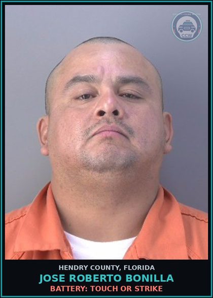 CCW arrest card for JOSE ROBERTO BONILLA in Hendry County: CONTEMPT OF COURT: CONTEMPT OF COURT MISD