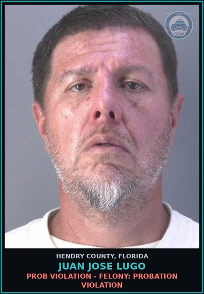 CCW arrest card for JUAN JOSE LUGO in Hendry County: DUI-UNLAW BLD ALCH: DUI INFLUENCE OF ALCOHOL OR DRUGS
