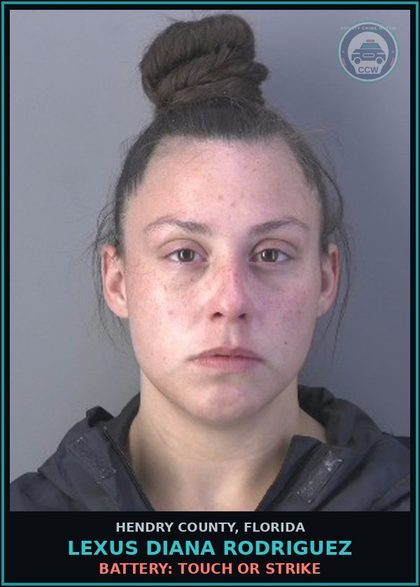 CCW arrest card for LEXUS DIANA RODRIGUEZ in Hendry County: BATTERY: TOUCH OR STRIKE