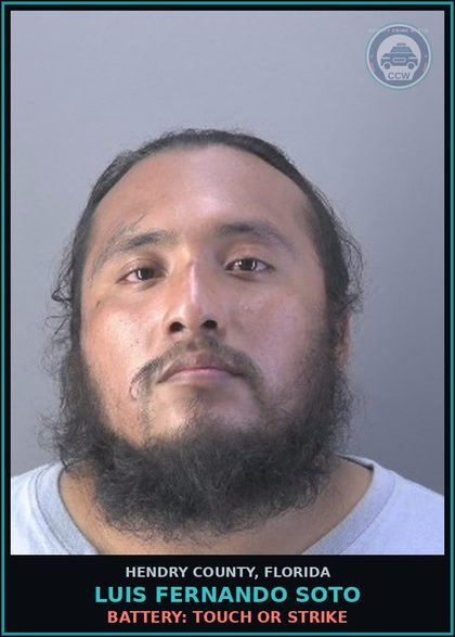 CCW arrest card for LUIS FERNANDO SOTO in Hendry County: RESIST OFFICER: OBSTRUCT WO VIOLENCE
