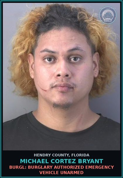 CCW arrest card for MICHAEL CORTEZ BRYANT in Hendry County: RESIST OFFICER: WITH VIOLENCE