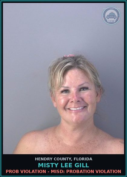 CCW arrest card for MISTY LEE GILL in Hendry County: PROB VIOLATION - MISD: PROBATION VIOLATION