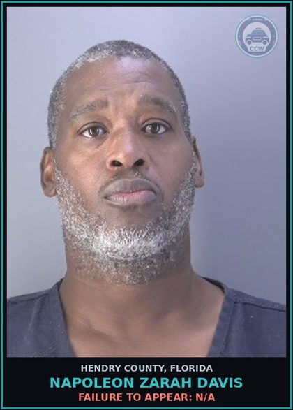 CCW arrest card for NAPOLEON ZARAH DAVIS in Hendry County: FAILURE TO APPEAR: N/A