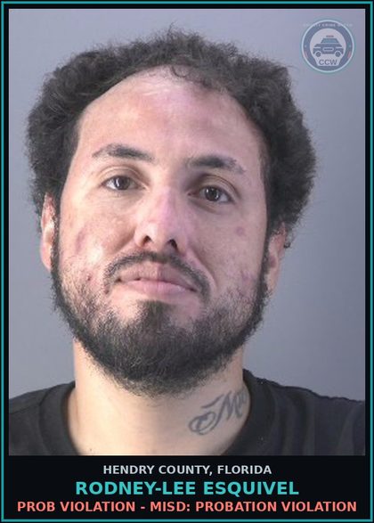 CCW arrest card for RODNEY-LEE ESQUIVEL in Hendry County: PROB VIOLATION - MISD: PROBATION VIOLATION