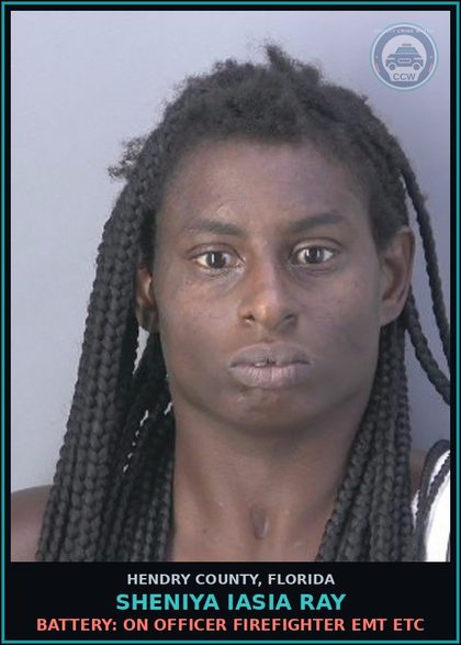 CCW arrest card for SHENIYA IASIA RAY in Hendry County: TRESPASSING: TRESPASS FAIL TO LEAVE PROP ON ORDER OF OWNER
