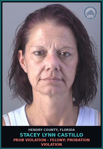 CCW arrest card for STACEY LYNN CASTILLO in Hendry County: PROB VIOLATION - FELONY: PROBATION VIOLATION