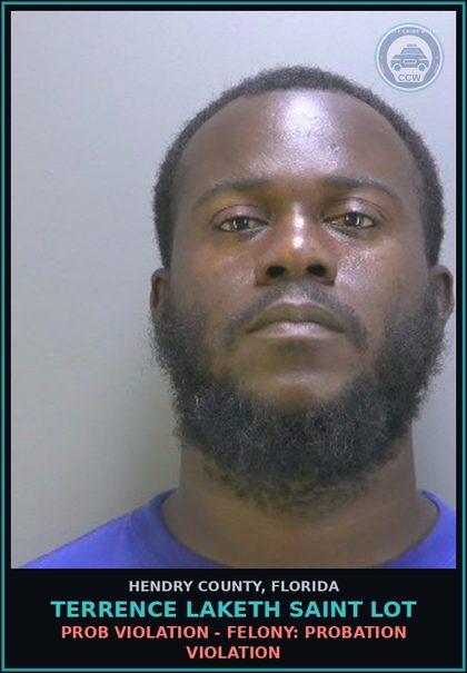 CCW arrest card for TERRENCE LAKETH SAINT LOT in Hendry County: DRUGS-POSSESS: POSSESS contr substance W/O PRESCRIPTION
