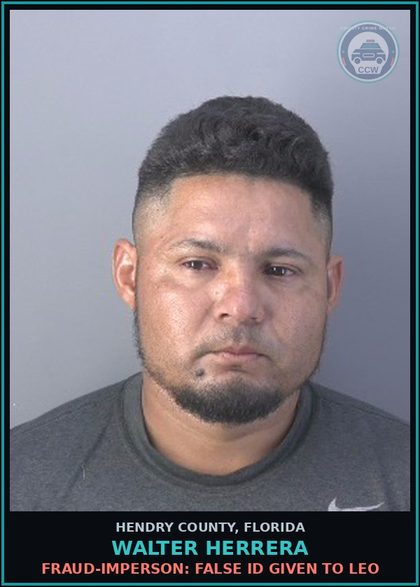 CCW arrest card for WALTER HERRERA in Hendry County: RESIST OFFICER: OBSTRUCT WO VIOLENCE