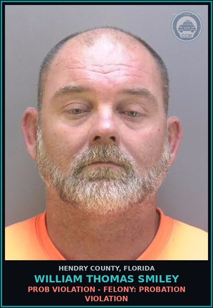 CCW arrest card for WILLIAM THOMAS SMILEY in Hendry County: DRUG EQUIP-POSSESS: USE POSS MFGR PARAPHERNALIA TO TRANSPORT DRUGS