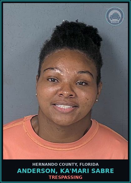 CCW arrest card for ANDERSON, KA'MARI SABRE in Hernando County: TRESPASSING