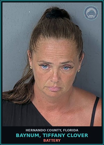 CCW arrest card for BAYNUM, TIFFANY CLOVER in Hernando County: BATTERY