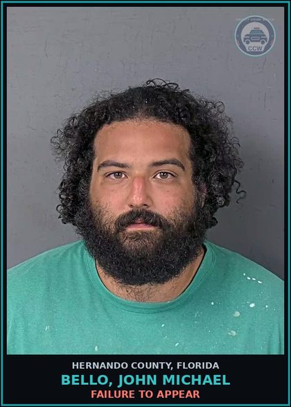 CCW arrest card for BELLO, JOHN MICHAEL in Hernando County: FAILURE TO APPEAR
