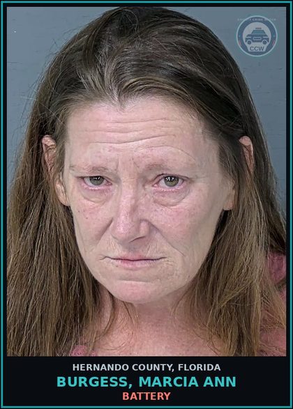 CCW arrest card for BURGESS, MARCIA ANN in Hernando County: BATTERY