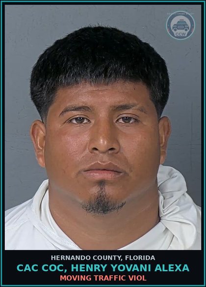 CCW arrest card for CAC COC, HENRY YOVANI ALEXA in Hernando County: MOVING TRAFFIC VIOL