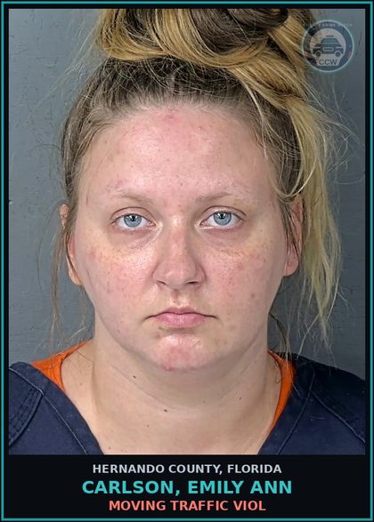 CCW arrest card for CARLSON, EMILY ANN in Hernando County: MOVING TRAFFIC VIOL