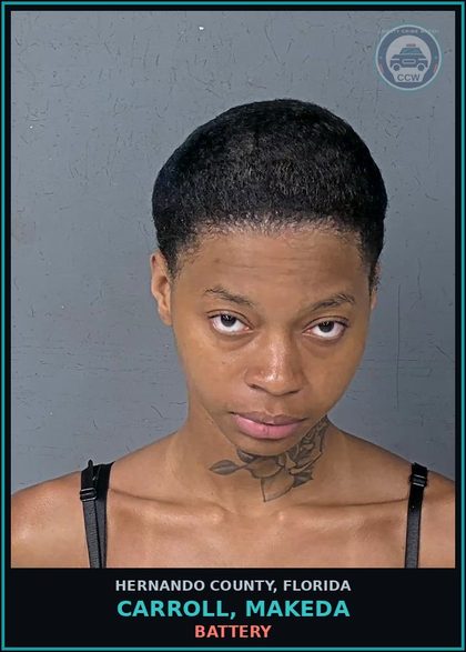 CCW arrest card for CARROLL, MAKEDA in Hernando County: BATTERY