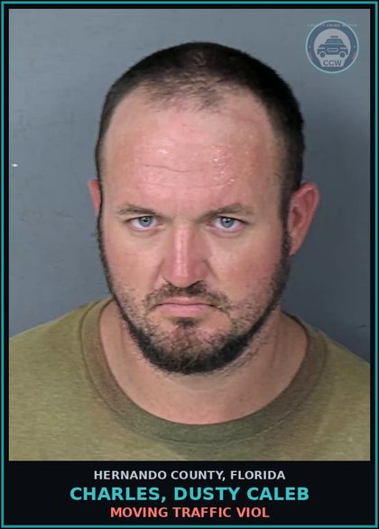 CCW arrest card for CHARLES, DUSTY CALEB in Hernando County: MOVING TRAFFIC VIOL