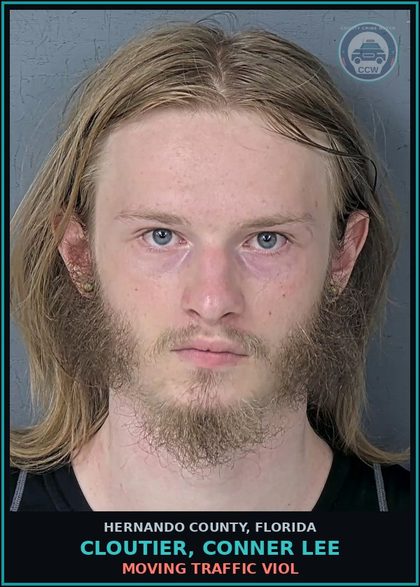 CCW arrest card for CLOUTIER, CONNER LEE in Hernando County: MOVING TRAFFIC VIOL