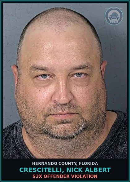 CCW arrest card for CRESCITELLI, NICK ALBERT in Hernando County: s3x OFFENDER VIOLATION