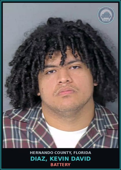 CCW arrest card for DIAZ, KEVIN DAVID in Hernando County: BATTERY