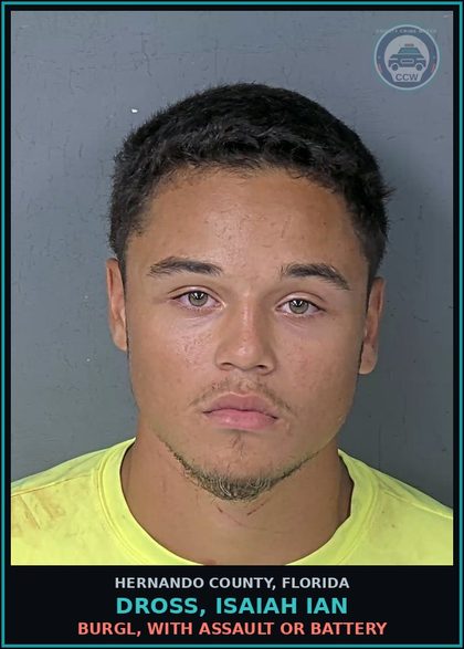 CCW arrest card for DROSS, ISAIAH IAN in Hernando County: BURGL