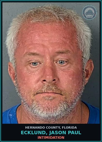 CCW arrest card for ECKLUND, JASON PAUL in Hernando County: INTIMIDATION