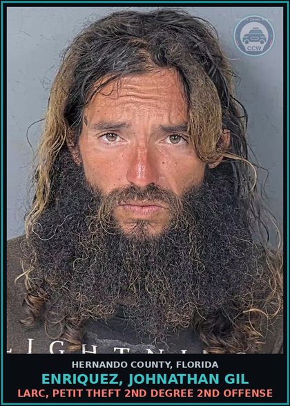 CCW arrest card for ENRIQUEZ, JOHNATHAN GIL in Hernando County: LARC