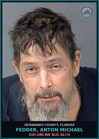 CCW arrest card for FEDDER, ANTON MICHAEL in Hernando County: DUI-UNLAW BLD ALCH