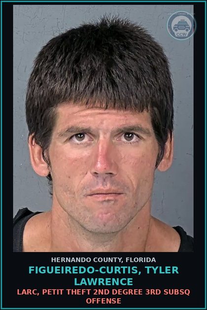CCW arrest card for FIGUEIREDO-CURTIS, TYLER LAWRENCE in Hernando County: DRUG EQUIP-POSSESS