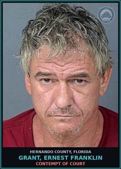CCW arrest card for GRANT, ERNEST FRANKLIN in Hernando County: CONTEMPT OF COURT