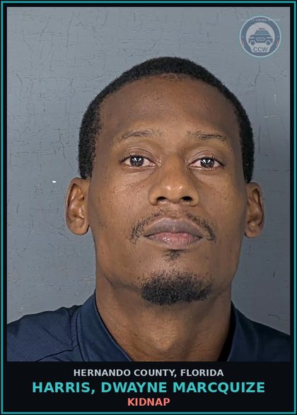 CCW arrest card for HARRIS, DWAYNE MARCQUIZE in Hernando County: KIDNAP