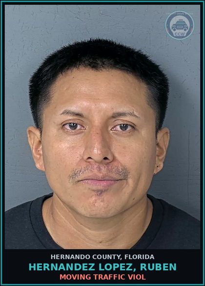 CCW arrest card for HERNANDEZ LOPEZ, RUBEN in Hernando County: MOVING TRAFFIC VIOL