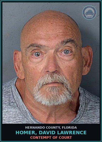 CCW arrest card for HOMER, DAVID LAWRENCE in Hernando County: CONTEMPT OF COURT