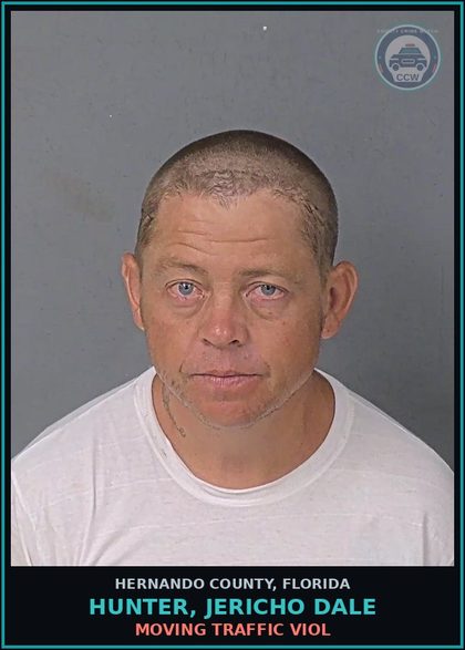 CCW arrest card for HUNTER, JERICHO DALE in Hernando County: MOVING TRAFFIC VIOL