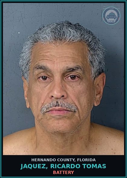 CCW arrest card for JAQUEZ, RICARDO TOMAS in Hernando County: BATTERY