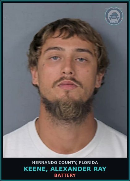 CCW arrest card for KEENE, ALEXANDER RAY in Hernando County: BATTERY